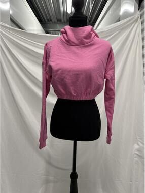 Naked Waredrobe Pink Cropped Hoodie with High Neck